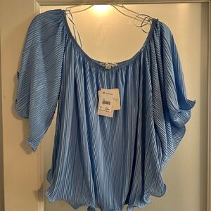 Women's Blue Pleated Top